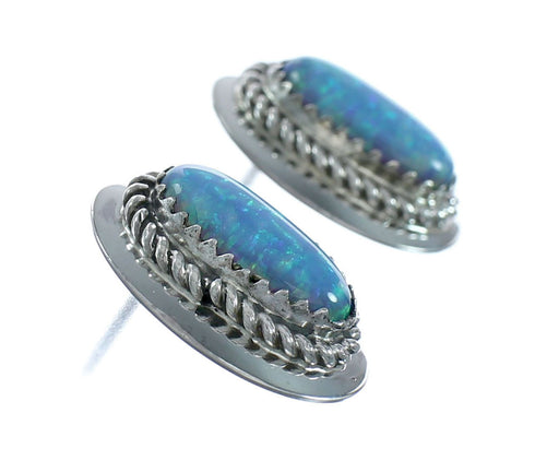 Navajo Sterling Silver Opal Post Stud Earrings X11203